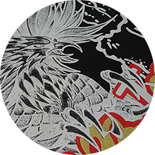 図案をアミ点処理 ラバー＆ゴールドインク使用